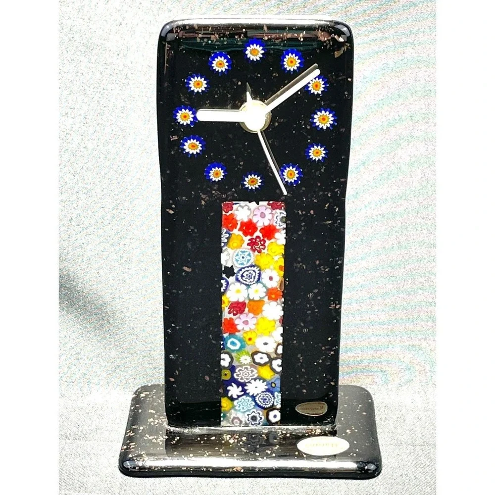 Murano Millefiori Aventurine Art Glass Mantel Clock German UTS 7